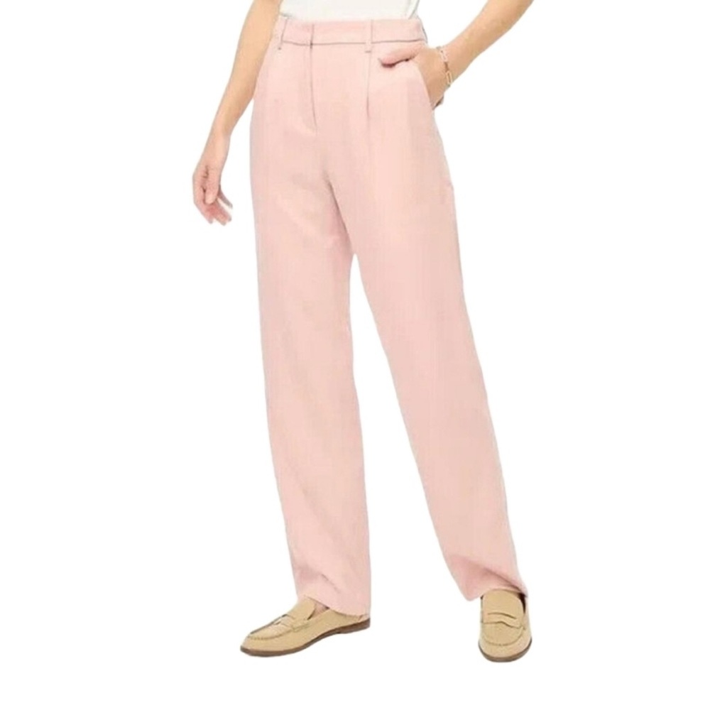 J. Crew Women's High-Rise Wide-Leg Trousers in Light Pink